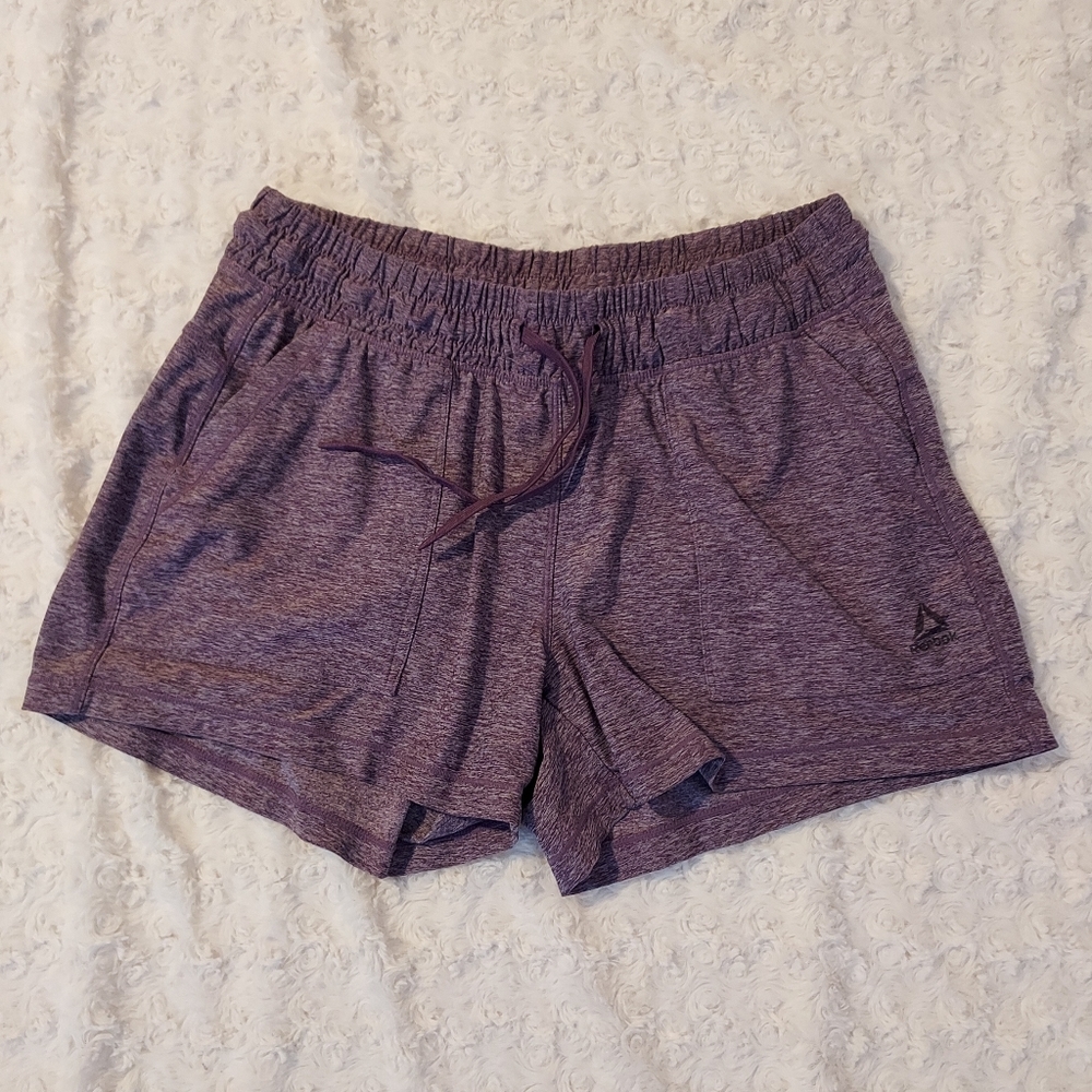 Reebok Super Soft Plum Heather Walking Shorts Pockets XS Active Spring Summer